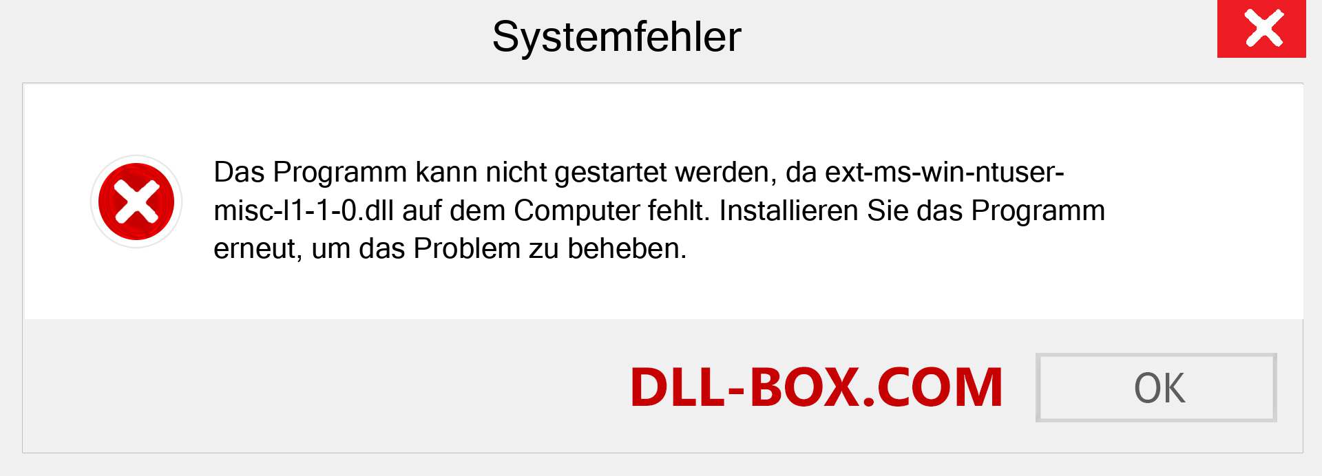 ext-ms-win-ntuser-misc-l1-1-0.dll-Datei fehlt?. Download für Windows 7, 8, 10 - Fix ext-ms-win-ntuser-misc-l1-1-0 dll Missing Error unter Windows, Fotos, Bildern