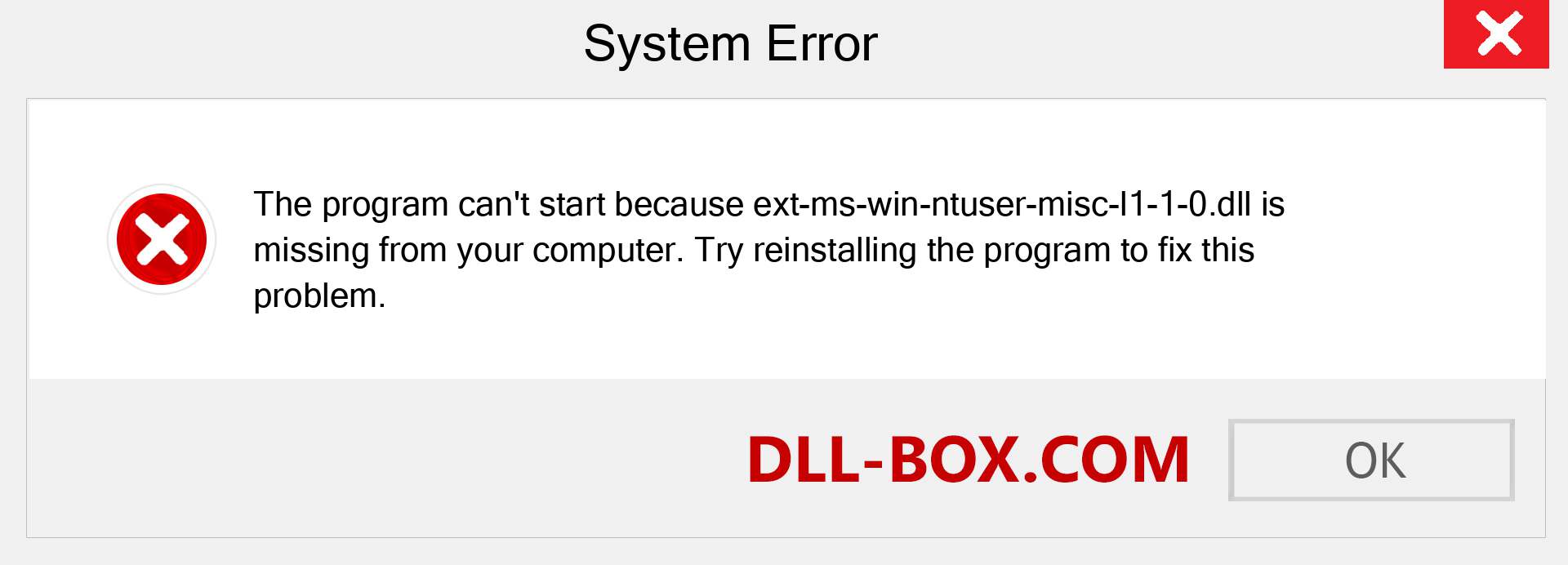  ext-ms-win-ntuser-misc-l1-1-0.dll file is missing?. Download for Windows 7, 8, 10 - Fix  ext-ms-win-ntuser-misc-l1-1-0 dll Missing Error on Windows, photos, images